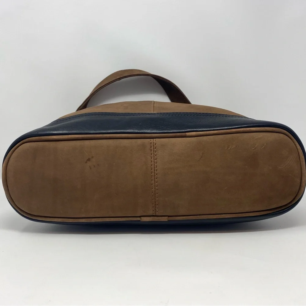 Brown Suede Shoulder Hobo Bag with Dark Trim
